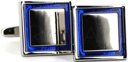 Boutons de Manchette carrés émaillés bleus