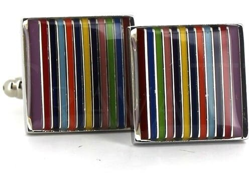 Boutons de Manchette carrés émaillés multicolores II
