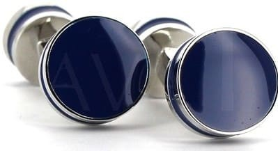 Boutons de Manchettes Émaillées Double Boule Bleue