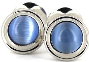 Boutons de Manchettes Émaillées Double Boule Bleu Clair
