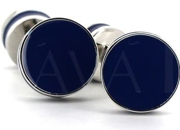 Boutons de Manchettes Émaillées Double Boule Bleu Marine