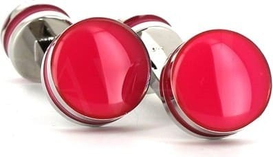 Boutons de Manchettes Émaillées Double Boule Fuchsia