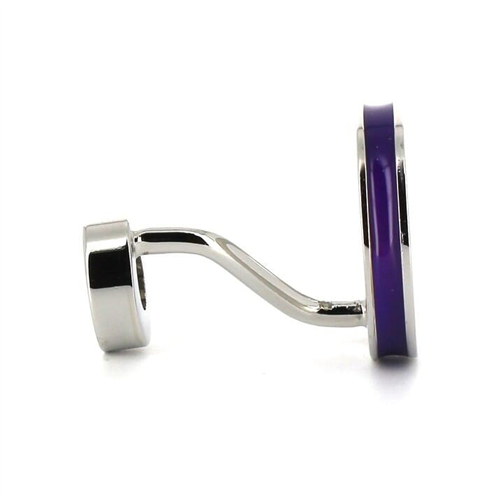 Boutons de Manchette en émail double balle mauve