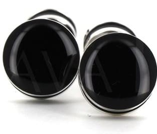 Boutons de Manchettes Émaillées Double Boule Noires III
