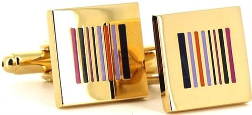 Boutons de Manchettes Émaillées Dorées Multicolores