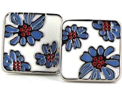 Boutons de Manchette Émaillés Floral V