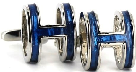 Boutons de Manchette émaillés H bleus