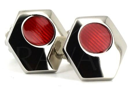 Boutons de Manchettes Hexagonales Émaillées Rouges