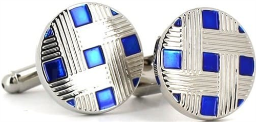 Boutons de Manchettes Émaillées Motifs Bleus