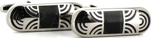 Boutons de Manchette Émaillés Argent et Noir X