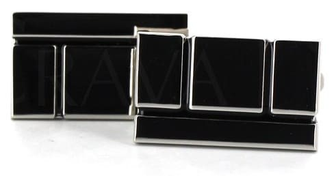 Boutons de Manchette émaillés argent et noir III