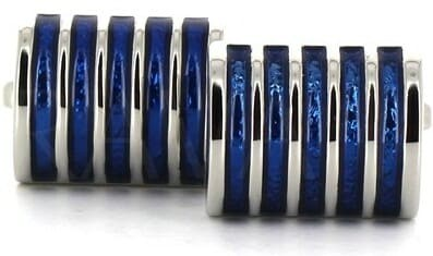 Boutons de Manchette à rayures bleues émaillées