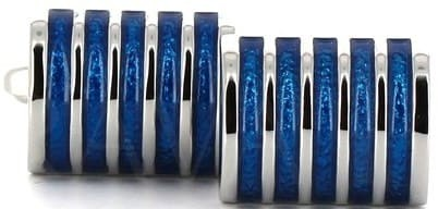 Boutons de Manchette à rayures bleues émaillées II