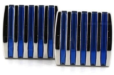 Boutons de Manchette à rayures bleues émaillées III