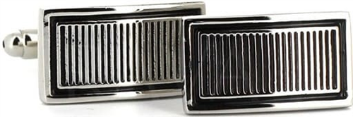 Boutons de Manchettes Rectangulaires Émaillées Noir et Blanc