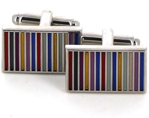 Boutons de Manchettes Rectangulaires Émaillées Multicolores