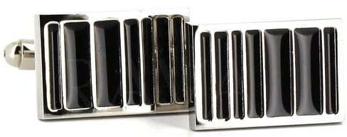 Boutons de Manchette rectangulaires émaillés noirs I
