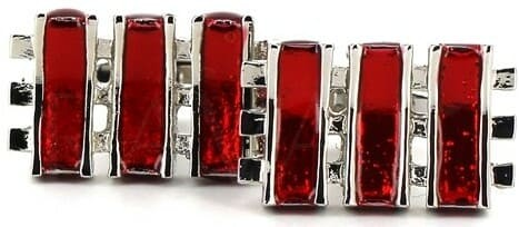 Boutons de Manchettes Émaillées Triple Rayure Rouge