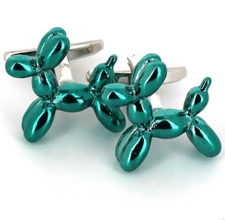 Boutons de Manchettes Ballons Chiens Turquoises