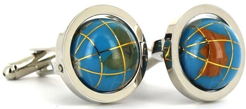 Boutons de Manchette Globes terrestres bleus