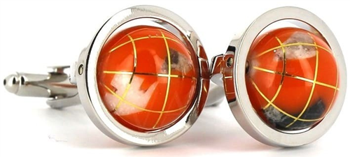 Boutons de Manchette Globes terrestres oranges