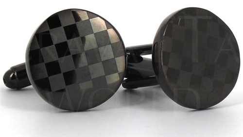 Boutons de Manchette noirs circulaires au laser