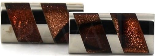 Boutons de Manchette marron et argent