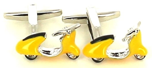 Boutons de Manchettes Moto Scooter Vespa Jaune