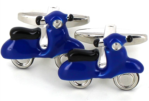 Boutons de Manchettes Moto Scooter Vespa Bleu