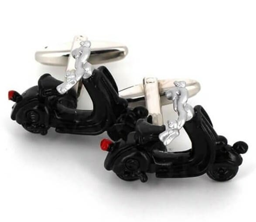 Boutons de Manchette Moto Scooter Vespa Noire