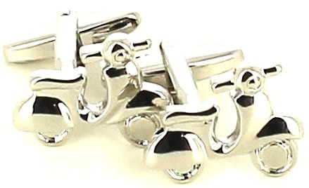 Boutons de Manchettes Moto Scooter Vespa Argentée