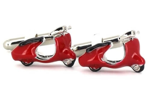 Boutons de Manchettes Moto Scooter Vespa Rouge
