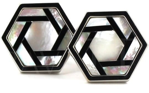 Boutons de Manchette en nacre hexagonaux