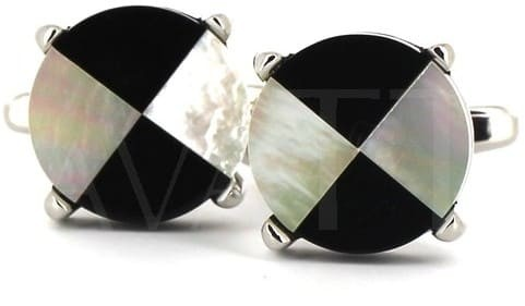 Boutons de Manchette en nacre ivoire et noir