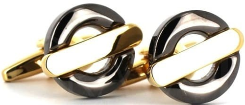 Boutons de Manchette noirs et dorés