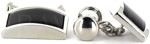 Boutons de Manchette noirs et argentés