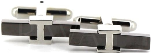 Boutons de Manchettes Noires et Argentées III