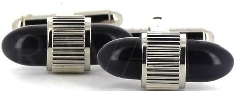 Boutons de Manchette Noirs et Argent IV