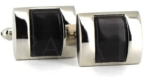 Boutons de Manchette Noirs et Argent VII