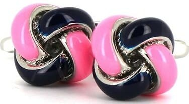 Boutons de Manchette Nœuds Bleu Marine et Rose