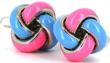 Boutons de Manchette Nœuds Bleu et Rose