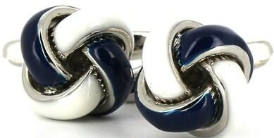 Boutons de Manchette Nœuds Blanc et Bleu Marine