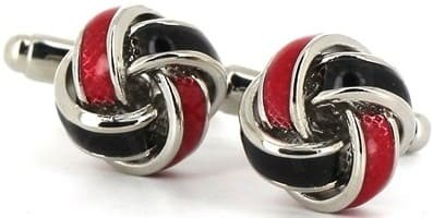 Boutons de Manchette Nœuds Noir et Rouge