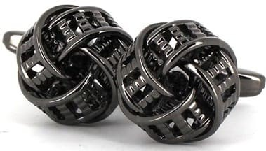 Boutons de Manchette Nœuds Noirs Creux