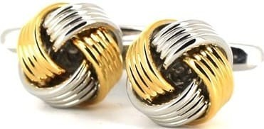 Boutons de Manchette en argent et or rayés à nœuds