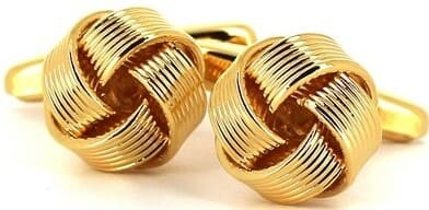 Boutons de Manchettes Nœuds Rayés Dorés