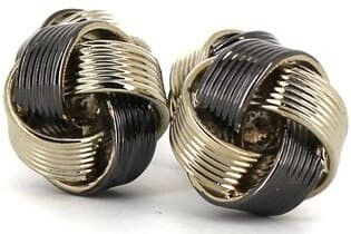 Boutons de Manchette à rayures Nœuds argent et noir