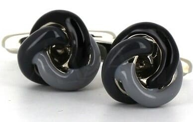 Boutons de Manchette Nœuds Tricolore Gris et Noir