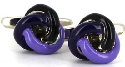 Boutons de Manchette Nœuds Tricolores Noir et Violet