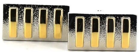 Boutons de Manchettes Rectangulaires à 4 Rayures